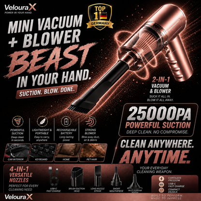 VelouraX™ Little Monster Pro - All In One Cordless Vacuum