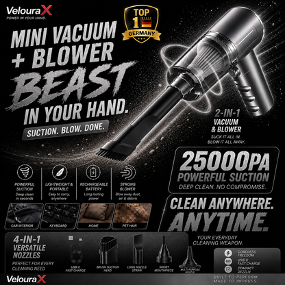 VelouraX™ Little Monster Pro - All In One Cordless Vacuum